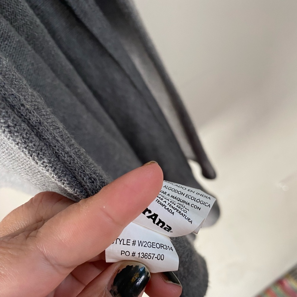 PrAna Georgia Wrap Cardigan Charcoal Grey Organic Cotton Open Front Sweater M - Picture 10 of 11